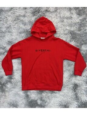 Givenchy Paris Red Hoodie Sweatshirt XS
